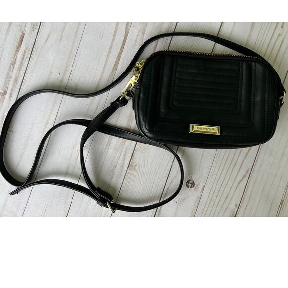 Tahari Black Women's Crossbody Purse Vegan Leather - Picture 3 of 10